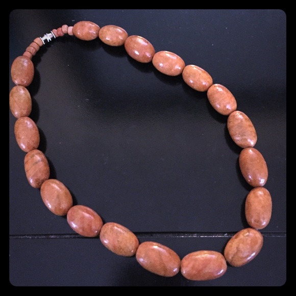 Tan stone necklace from Peru