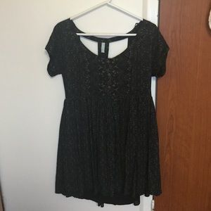 Dark green patterned Free People baby-doll dress