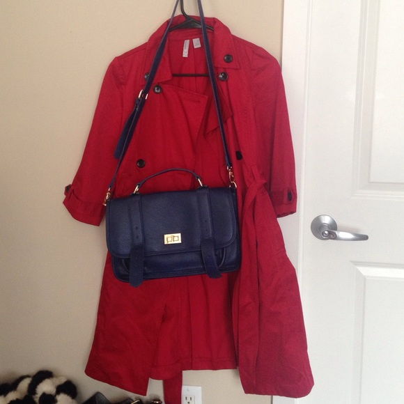 Old Navy Red Coat&Forever21 Blue Bag Bundle