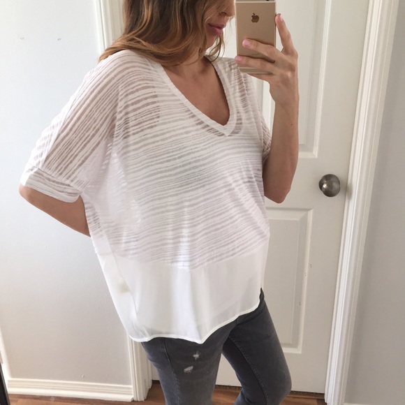 Sold • White Dolman Style V-Neck Tee - Picture 3 of 4
