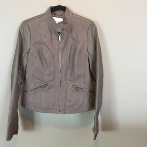 Faux Leather Light Jacket Grey