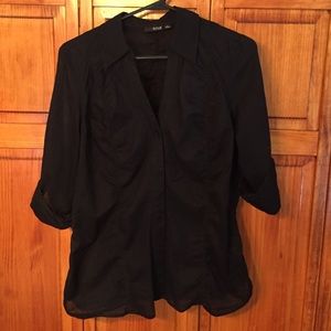 a.n.a black, sheer, button down