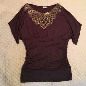 Dressy brown/gold top