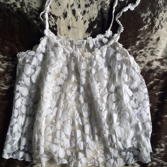 Sheer Floral White Tank Top