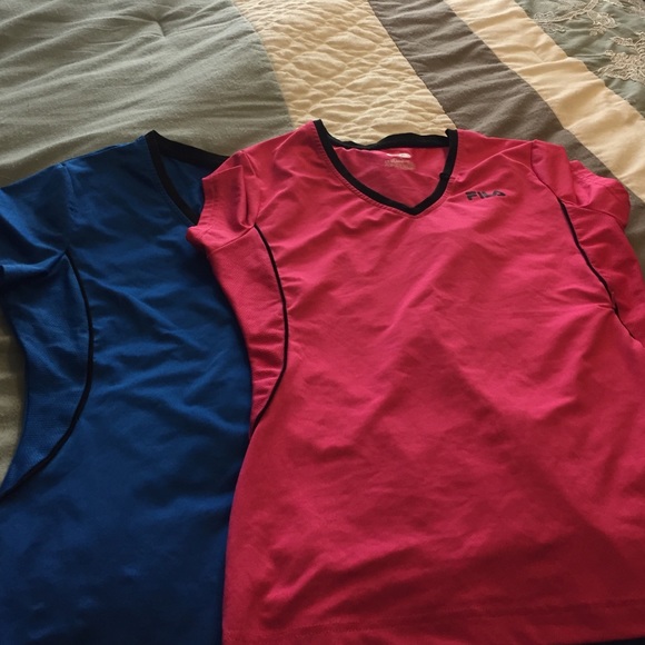 Two Fila workout tops.