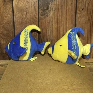 Two rare Cayman Islands Stock Exchange plush fish