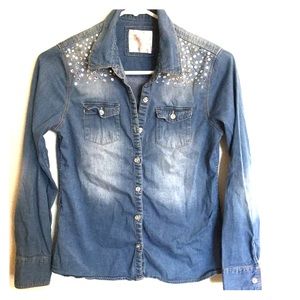 Rhinestone Denim Shirt