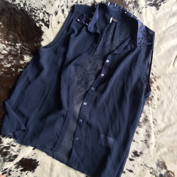 Urban Outfitters Navy, Spiked collar tank!
