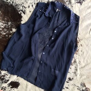 Urban Outfitters Navy, Spiked collar tank!