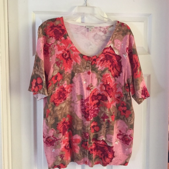 Talbots short-sleeve floral print cardigan size 3X