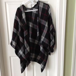 Black plaid blanket shawl