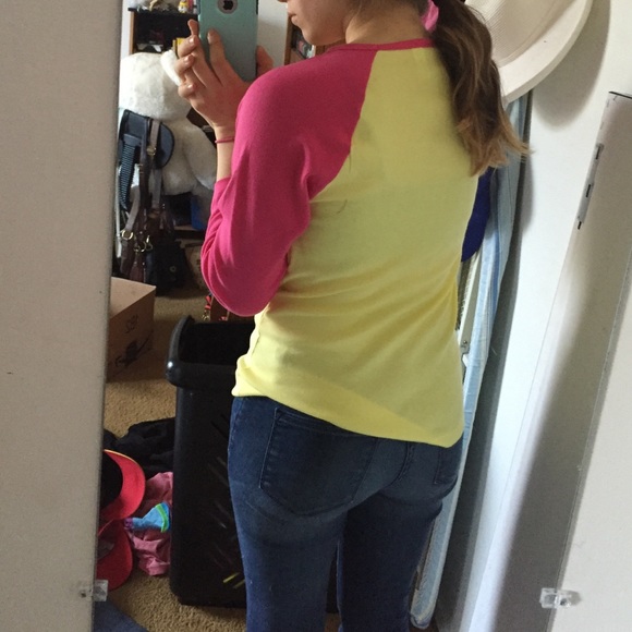 American Apparel Baseball Tee- "Pink Lemonade" - Picture 2 of 4