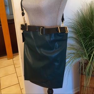 Zara Green Faux Leather Plain Bucket Bag