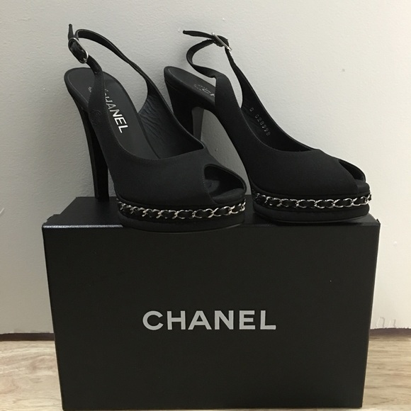 BRAND NEW Black peep-toe CHANEL