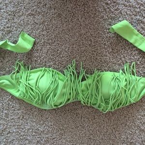 green strapless bikini top