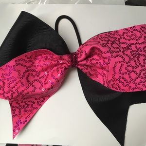 Pink and Black cheer bow