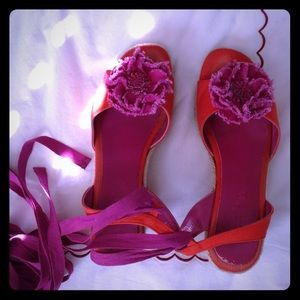 Boden Espadrilles in hot pink and orange