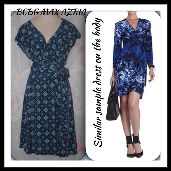 BCBG Max Azria blue wrap dress Size Med
