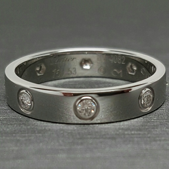 Cartier Love Ring Full Diamonds 18k White Gold w/B - Picture 3 of 4