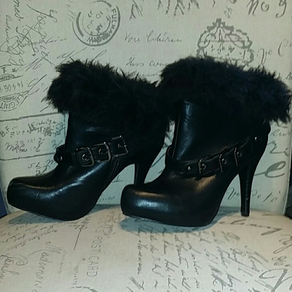 Black with gunmetal straps ankle boots