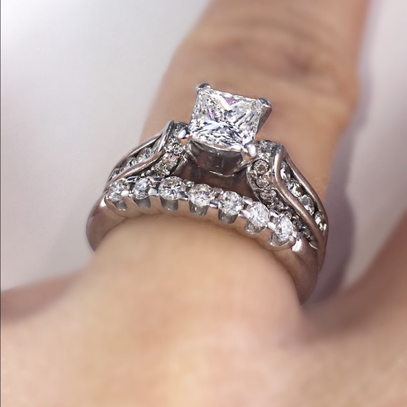 engagement & wedding ring set! 1.5 ct total