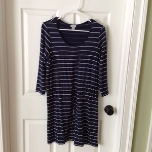 Porophrase navy blue striped dress
