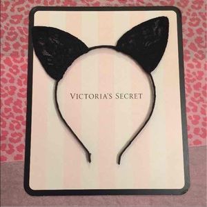 Victoria's Secret lace cat ears with lace bag
