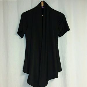 Black Short Sleeve Drape Top