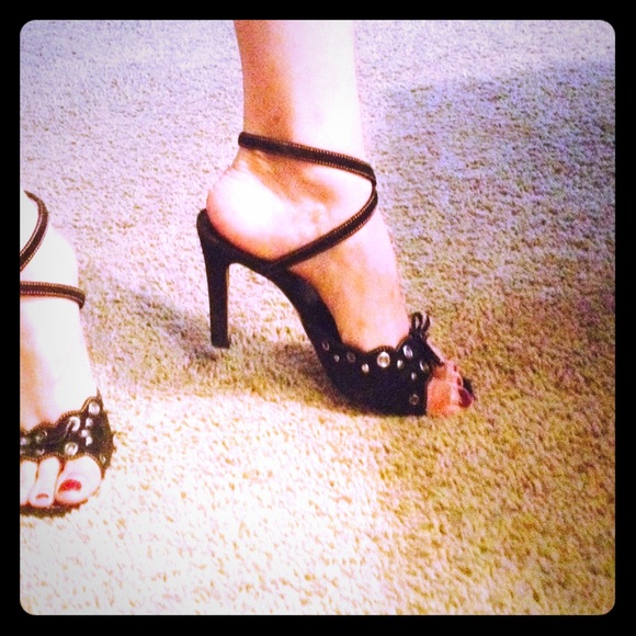 Prada stripe suede heel