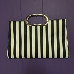 Black and white striped clutch