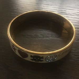 Coach Bangle Bracelet Goldtone with White Enamel