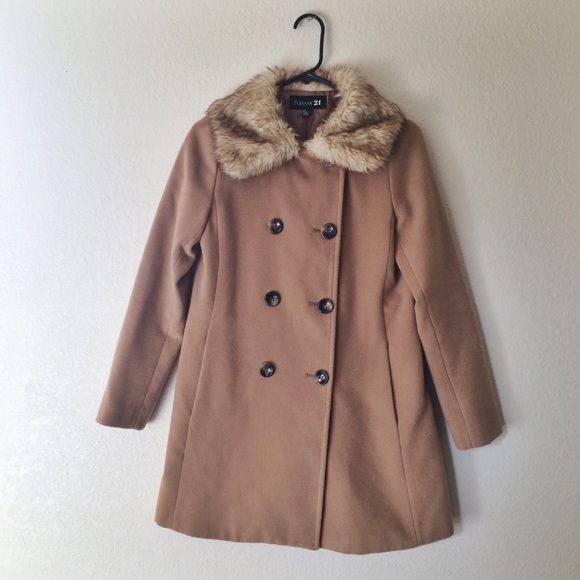 Forever 21 faux fur collared coat