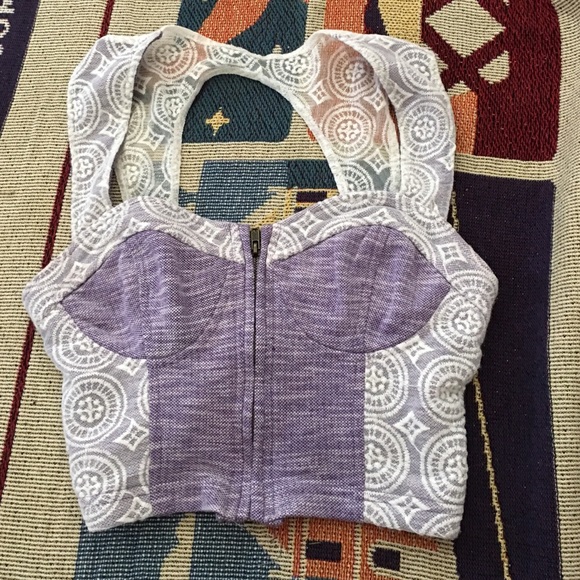 Urban outfitters purple lace zip up crop