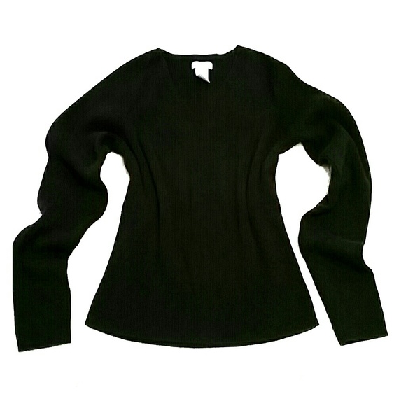 Bass Sweaters - Bass Black Ribbed V-Neck Sweater