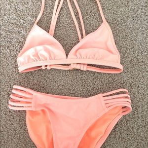 coral bikini set
