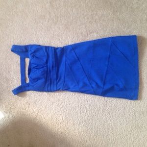 New open back blue dress.