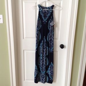 International Concepts navy /turquoise maxi dress