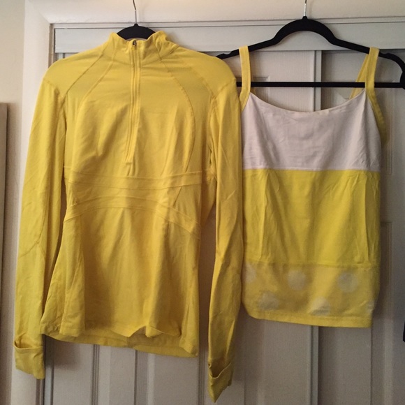 Like new Yellow Lululemon training jacket and tank
