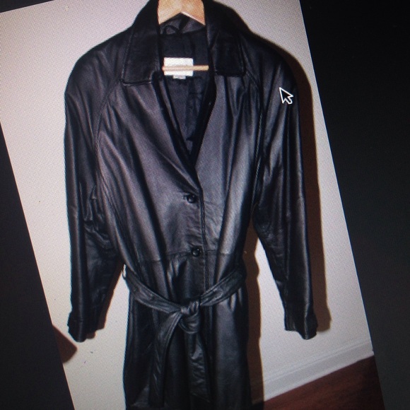 Women's Long Faux Leather Belted Trench Coat