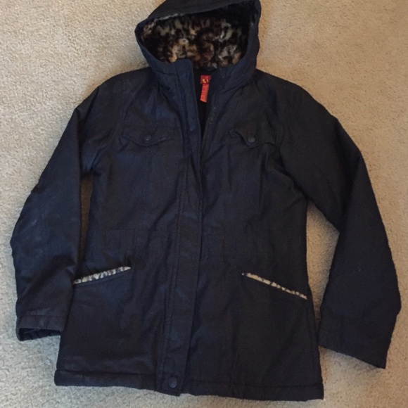 Black Tilt Jacket with Leopard Accents