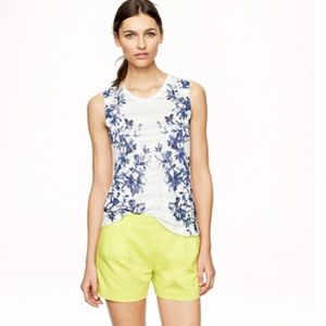 NWT J. Crew pleated cotton short, neon green