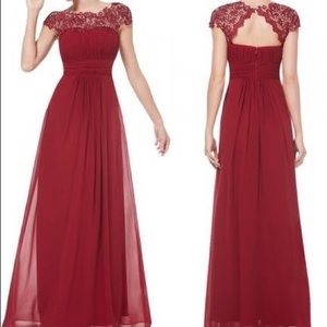 Burgundy lace empire waist dress - NWT - sz 12/14