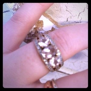 Rose gold morganite CZ cigar band ring