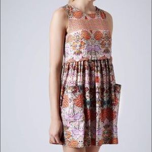Topshop Folklore print shift dress size 2