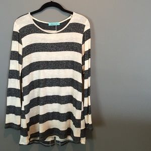 Lightweight Striped Sweater White/Grey/Black