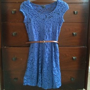 Blue lace dress w/ belt