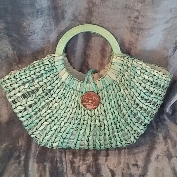Teal basket handbag