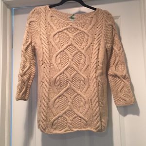 Cable knit cashmere blend sweater