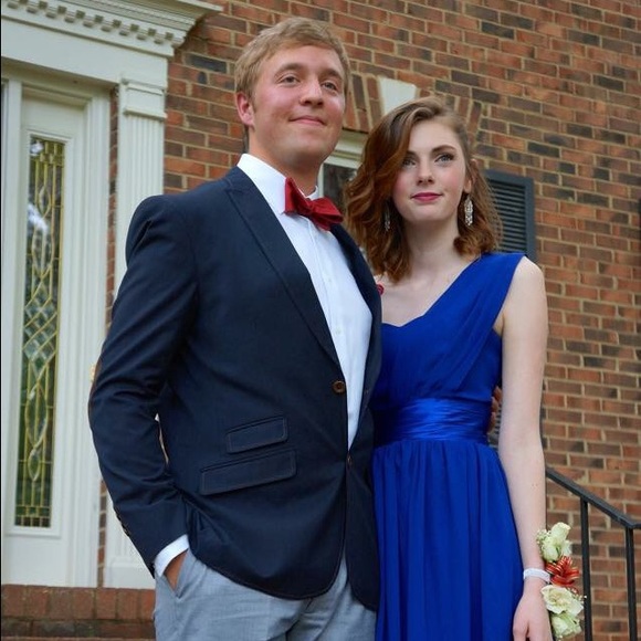 long blue prom dress
