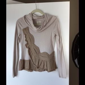 NWOT. Cowl-neck sweater with knit detail.